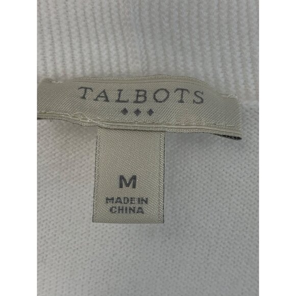 Talbots White Cotton Open-Front Cardigan Sweater Size M GUC 7421 3/4 sleeve - Picture 3 of 8